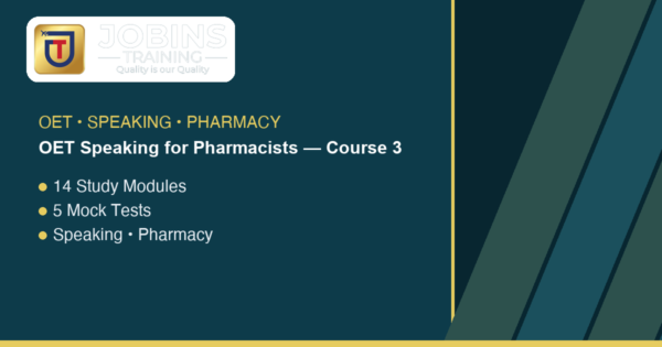 OET Speaking for Pharmacists — Course 3 — Epilepsy, COPD, Rheumatology, Diabetes, Oncology