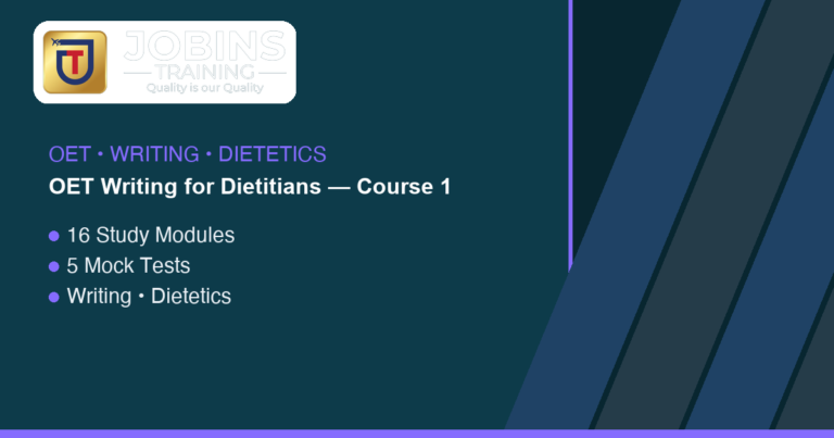 OET Writing for Dietitians — Course 1 — Metabolic & endocrine I: type 2 diabetes, pre-diabetes, NAFLD