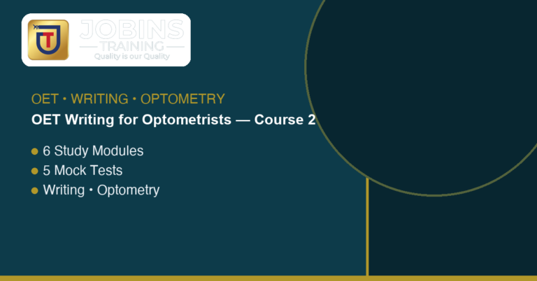 OET Writing for Optometrists — Course 2 — Cataract referrals