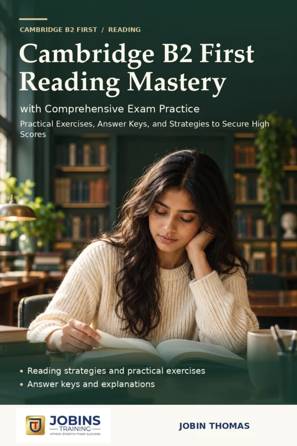 Cambridge B2 First Reading Mastery with Comprehensive Exam Practice by Jobin Thomas — front cover