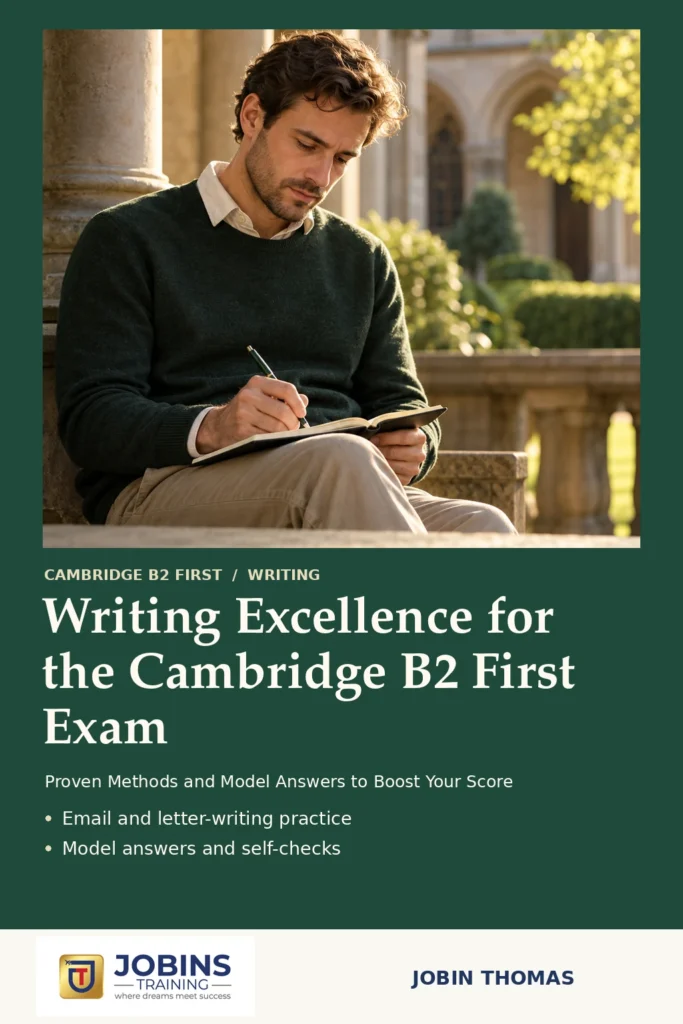 Writing Excellence for the Cambridge B2 First Exam by Jobin Thomas — front cover