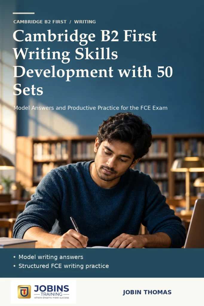 Cambridge B2 First Writing Skills Development with 50 Sets by Jobin Thomas — front cover