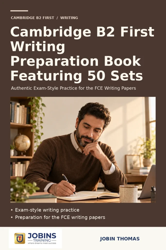 Cambridge B2 First Writing Preparation Book Featuring 50 Sets by Jobin Thomas — front cover