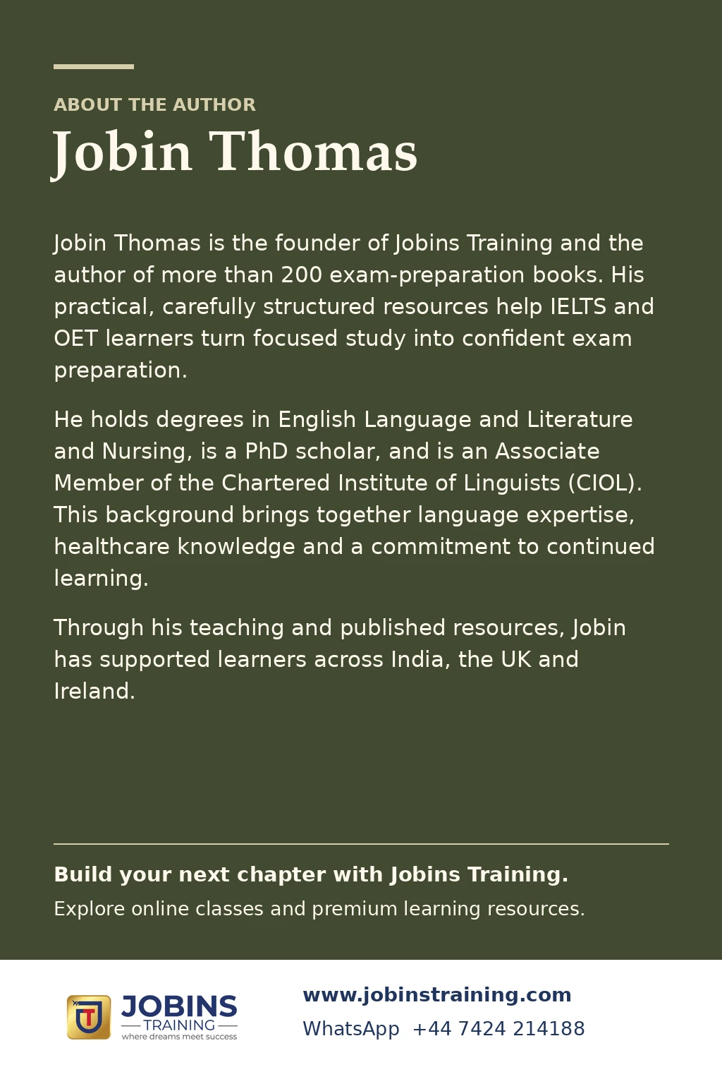 IELTS Academic Writing – Grammar Focused by Jobin Thomas — back cover