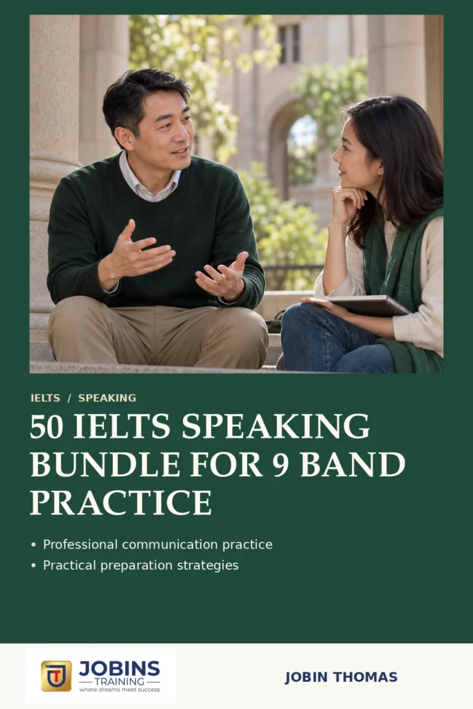 50 IELTS SPEAKING BUNDLE FOR 9 BAND PRACTICE by Jobin Thomas — front cover