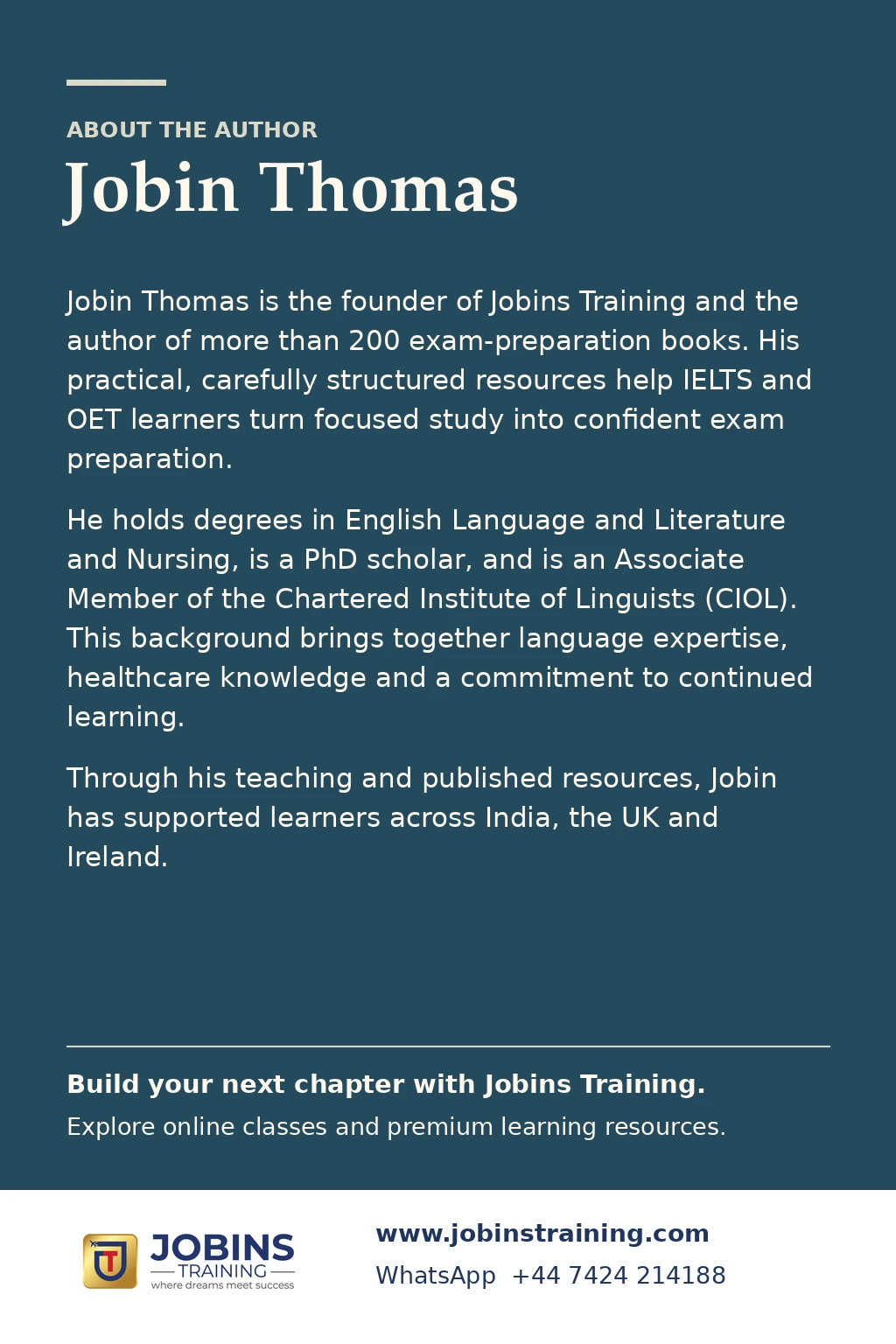 IELTS Speaking and Academic Writing Task 2 Super Pack by Jobin Thomas — back cover