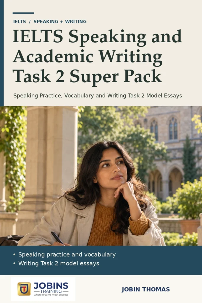 IELTS Speaking and Academic Writing Task 2 Super Pack by Jobin Thomas — front cover