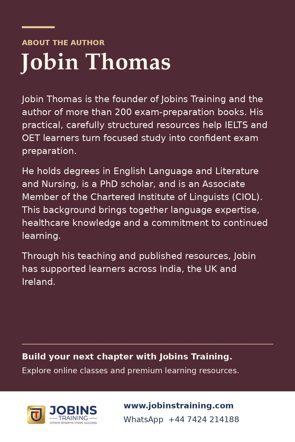 The British Path by Jobin Thomas — back cover