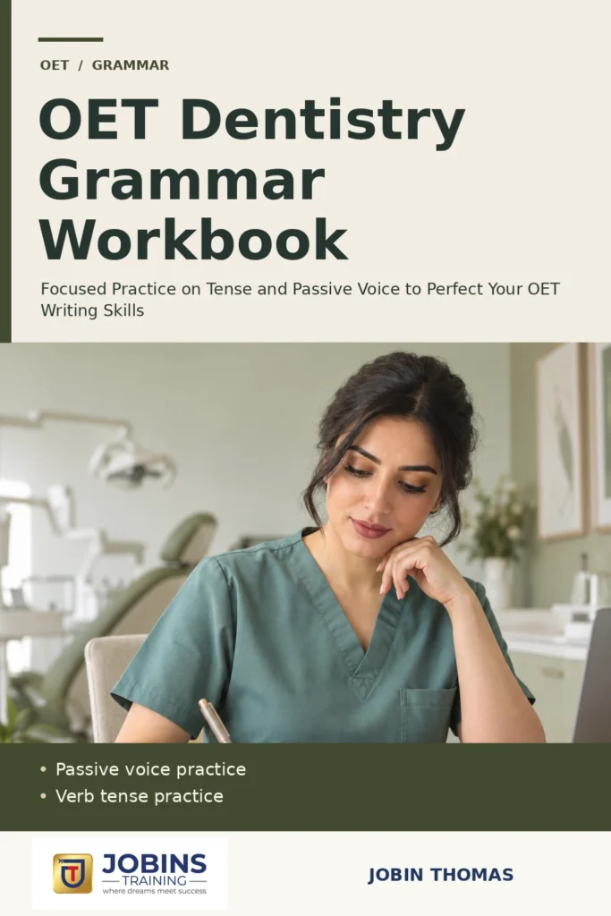 OET Dentistry Grammar Workbook by Jobin Thomas — front cover