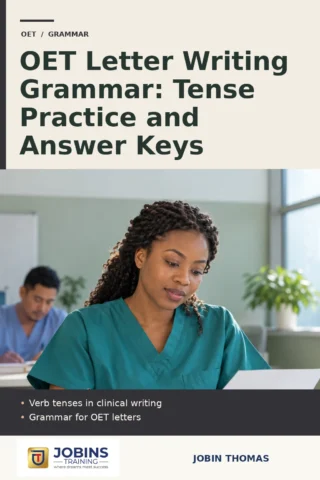 OET Letter Writing Grammar: Tense Practice and Answer Keys — book cover