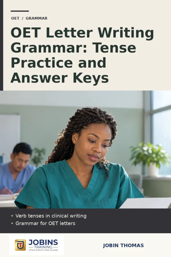 OET Letter Writing Grammar: Tense Practice and Answer Keys by Jobin Thomas — front cover