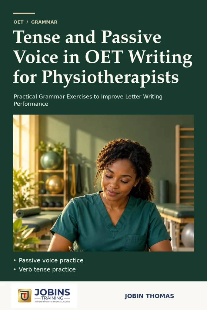 Tense and Passive Voice in OET Writing for Physiotherapists by Jobin Thomas — front cover