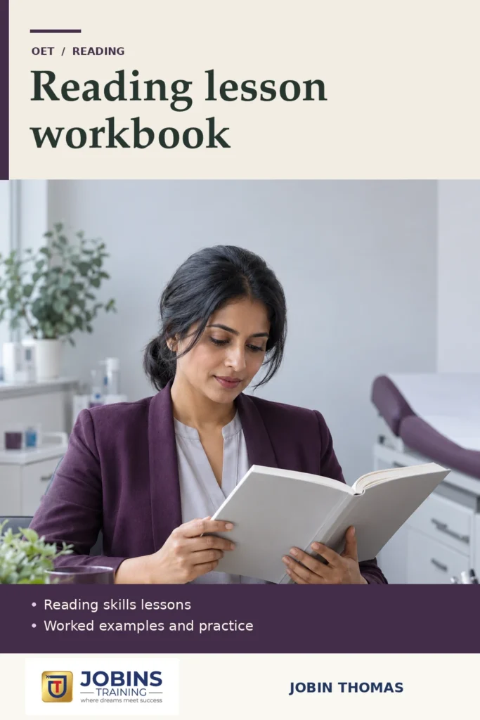 Reading lesson workbook by Jobin Thomas — front cover