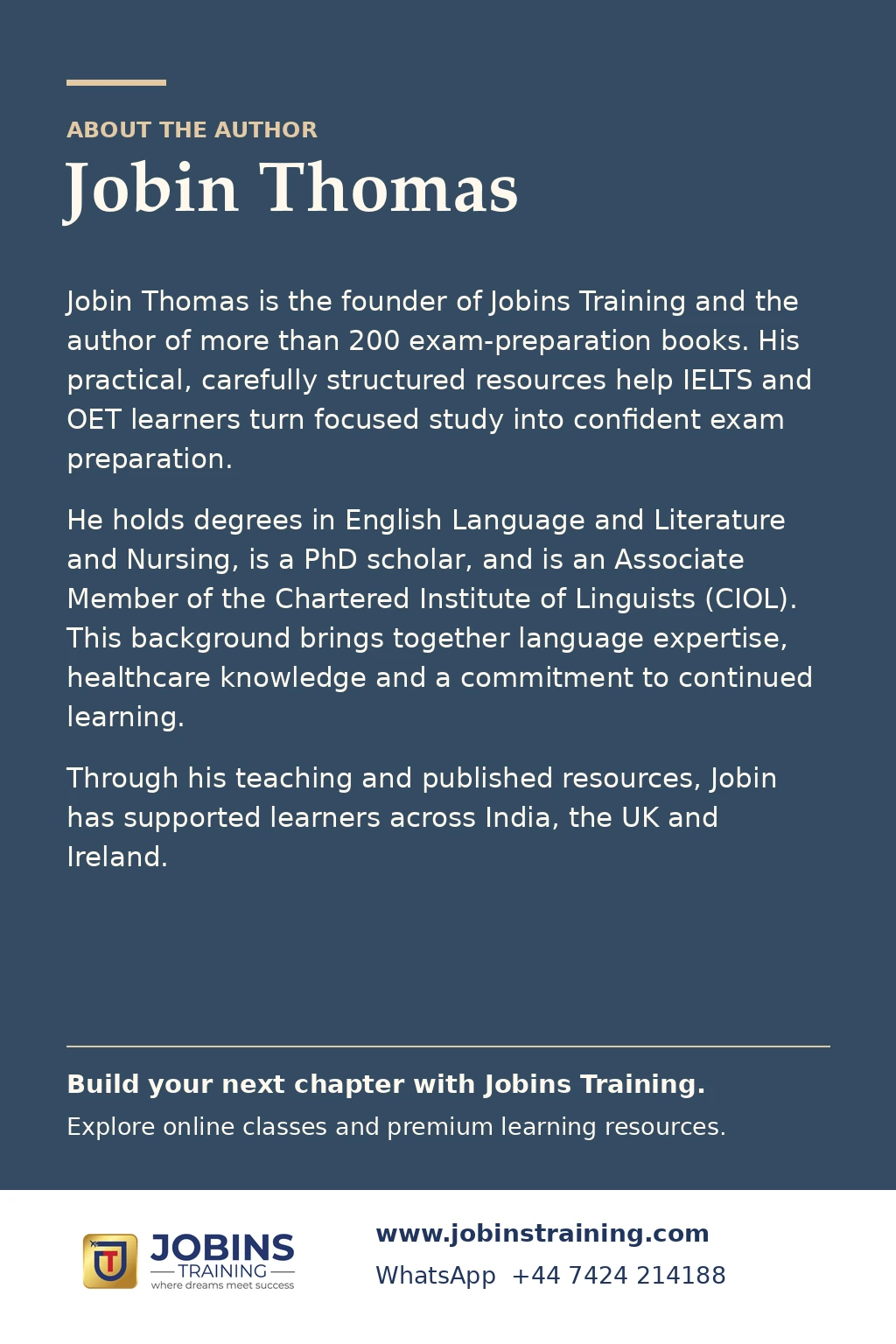 Reading practice assessment by Jobin Thomas — back cover