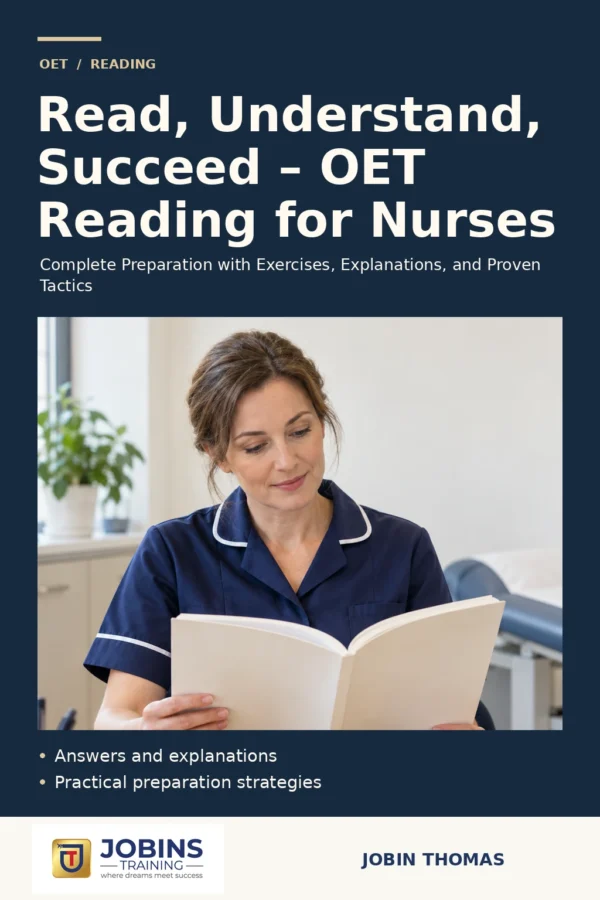 Read, Understand, Succeed – OET Reading for Nurses by Jobin Thomas — front cover