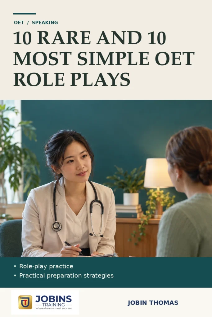 10 RARE AND 10 MOST SIMPLE OET ROLE PLAYS by Jobin Thomas — front cover
