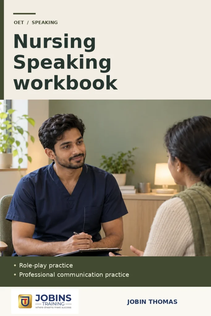 Nursing Speaking workbook by Jobin Thomas — front cover