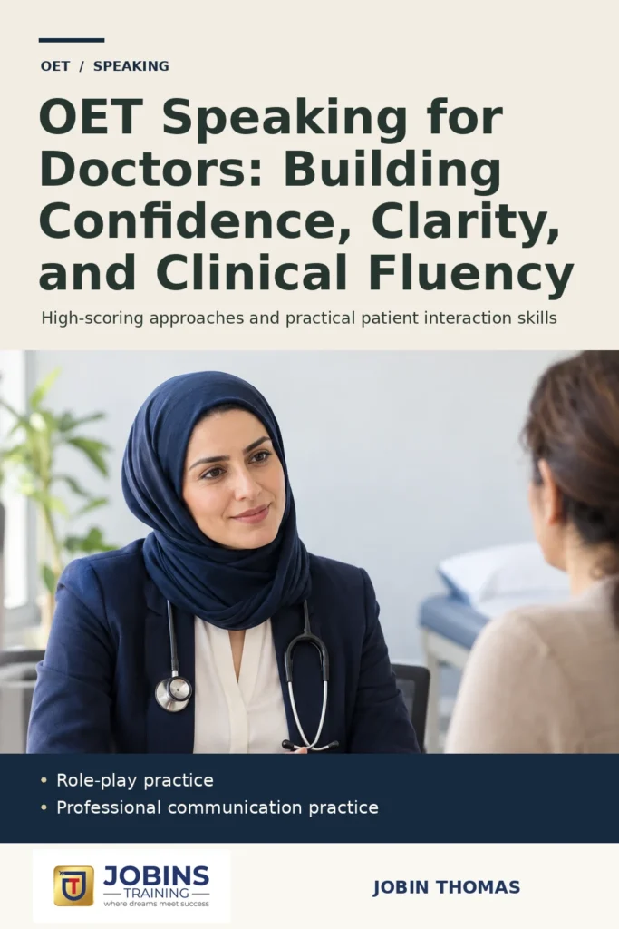 OET Speaking for Doctors: Building Confidence, Clarity, and Clinical Fluency by Jobin Thomas — front cover