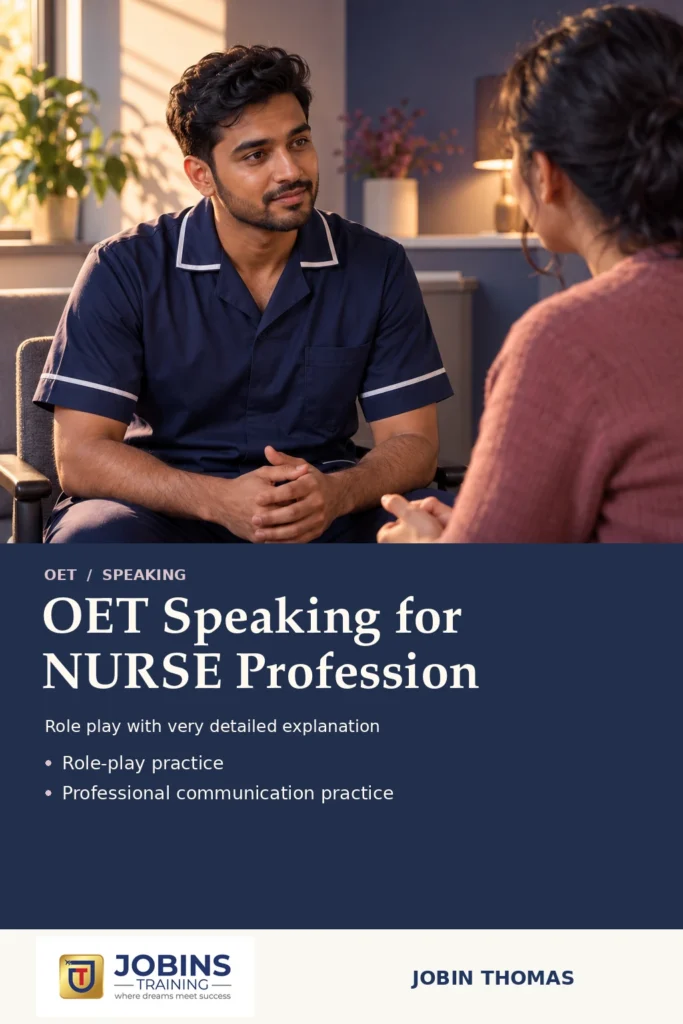 OET Speaking for NURSE Profession by Jobin Thomas — front cover