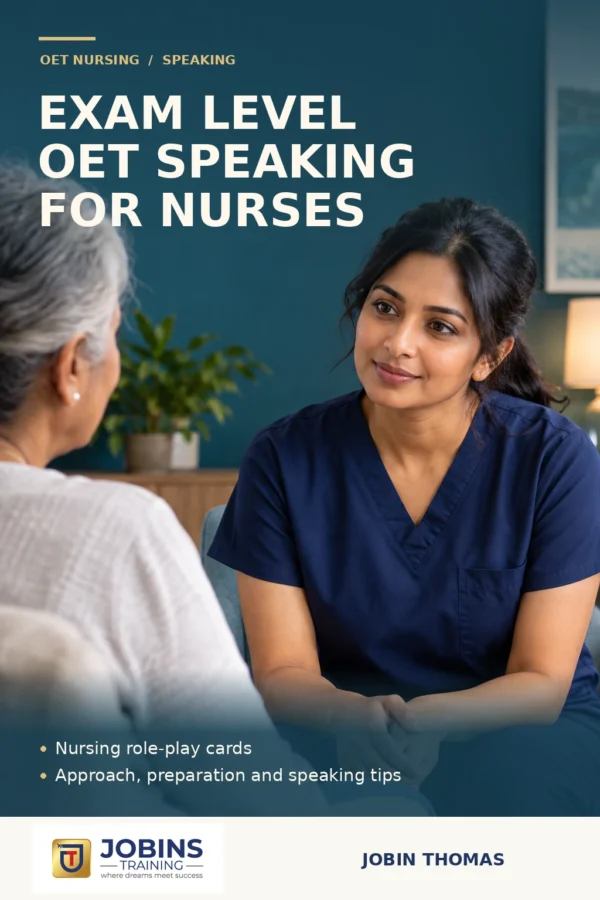 EXAM LEVEL OET SPEAKING FOR NURSES by Jobin Thomas — front cover
