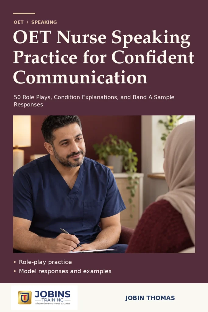 OET Nurse Speaking Practice for Confident Communication by Jobin Thomas — front cover