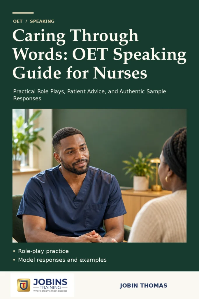Caring Through Words: OET Speaking Guide for Nurses by Jobin Thomas — front cover