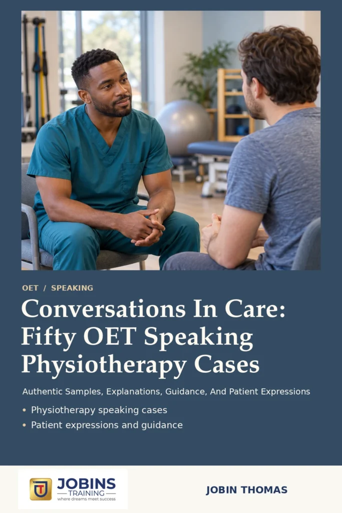 Conversations In Care: Fifty OET Speaking Physiotherapy Cases by Jobin Thomas — front cover