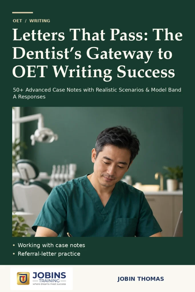 Letters That Pass: The Dentist’s Gateway to OET Writing Success by Jobin Thomas — front cover