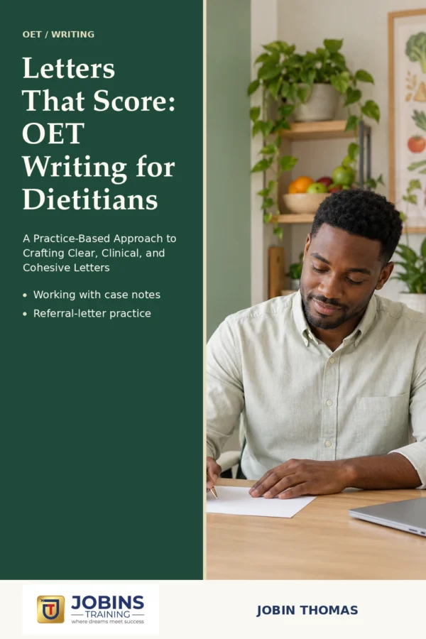Letters That Score: OET Writing for Dietitians by Jobin Thomas — front cover