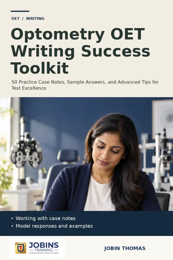 Optometry OET Writing Success Toolkit by Jobin Thomas — front cover