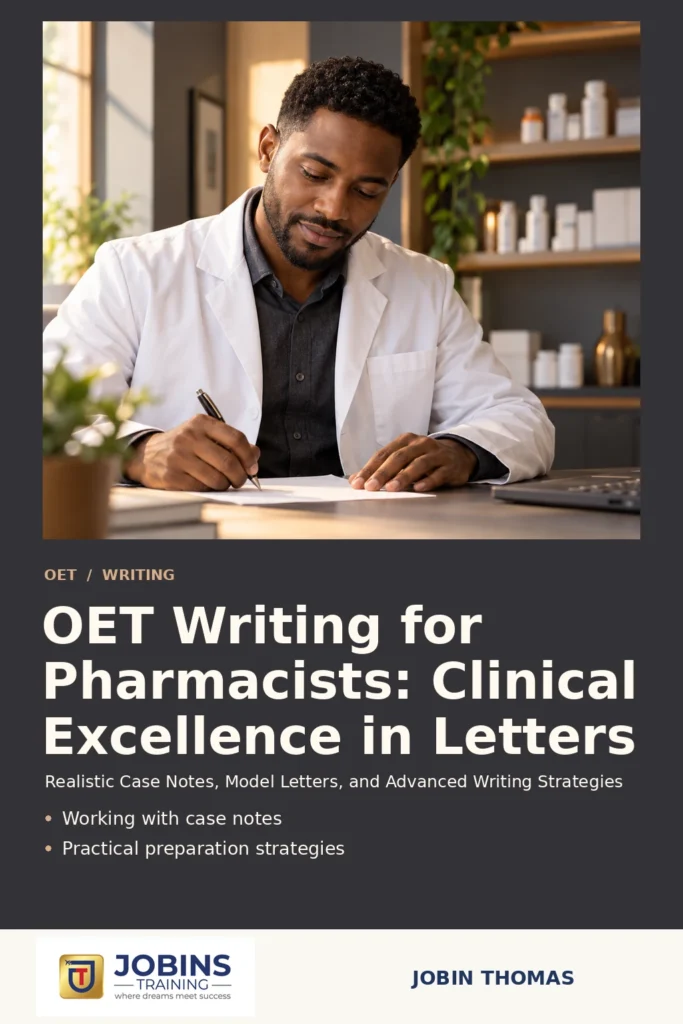OET Writing for Pharmacists: Clinical Excellence in Letters by Jobin Thomas — front cover