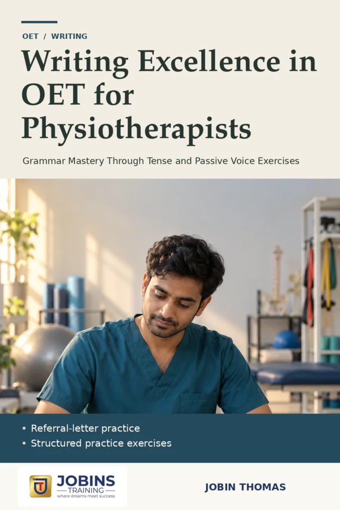 Writing Excellence in OET for Physiotherapists by Jobin Thomas — front cover