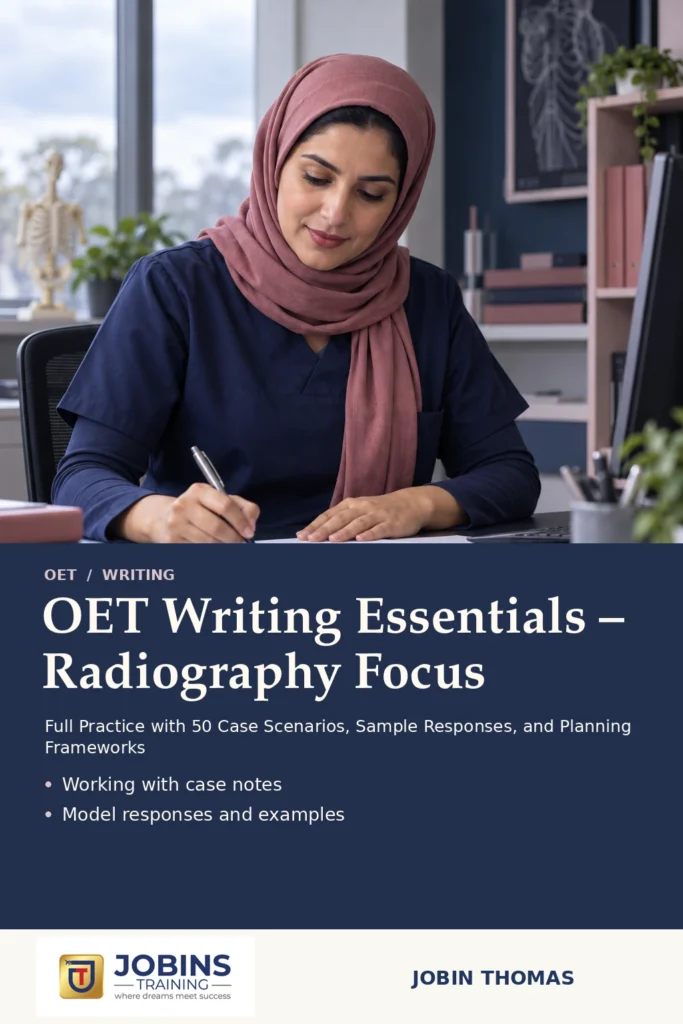 OET Writing Essentials – Radiography Focus by Jobin Thomas — front cover
