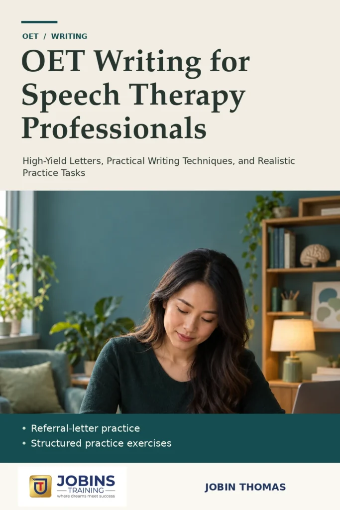 OET Writing for Speech Therapy Professionals by Jobin Thomas — front cover