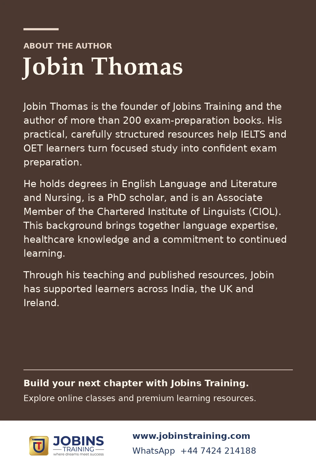 Mastering Tenses for PTE Academic Writing by Jobin Thomas — back cover
