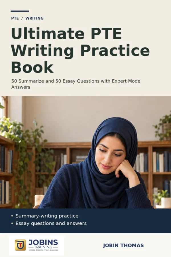 Ultimate PTE Writing Practice Book by Jobin Thomas — front cover