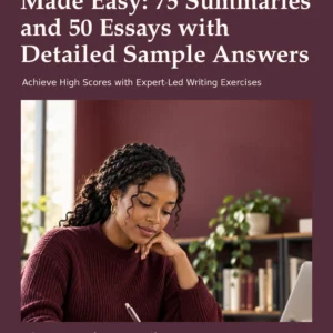 PTE Writing Practice Made Easy: 75 Summaries and 50 Essays with Detailed Sample Answers by Jobin Thomas — front cover