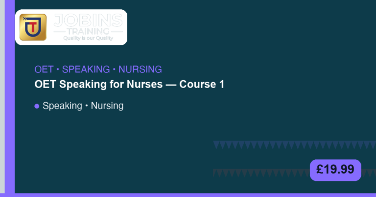 OET Speaking for Nurses — Course 1 — Practical barriers to care