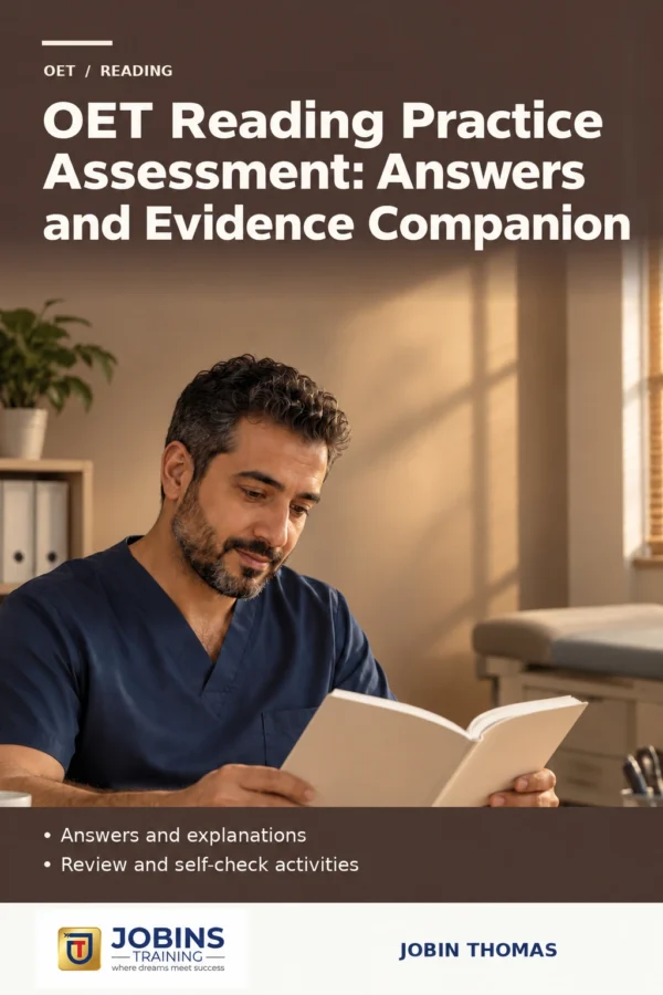 OET Reading Practice Assessment: Answers and Evidence Companion by Jobin Thomas — front cover