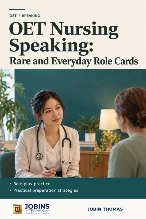 OET Nursing Speaking: Rare and Everyday Role Cards by Jobin Thomas — front cover