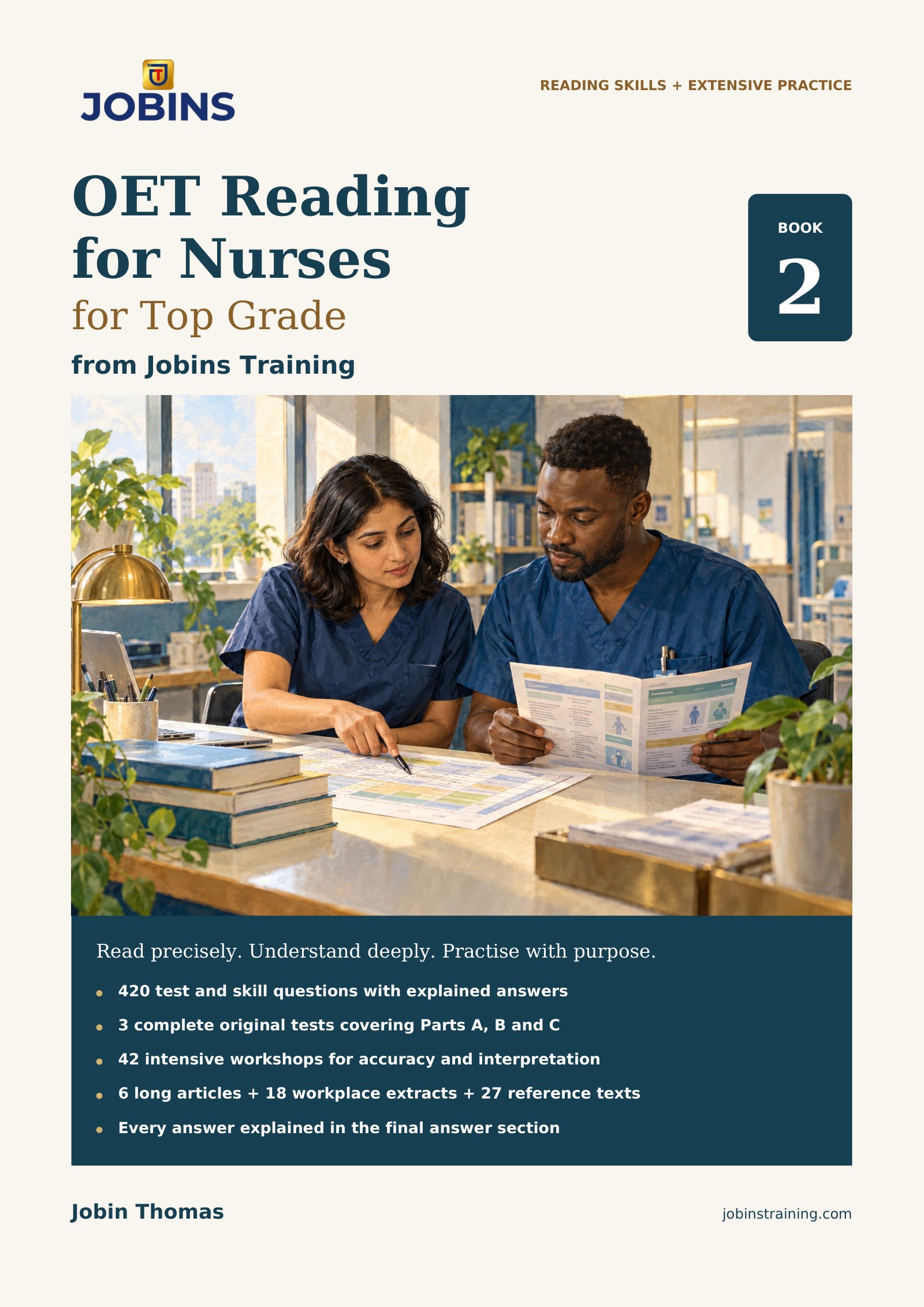 OET Reading for Nurses for Top Grade - Book 2 by Jobin Thomas, Jobins Training