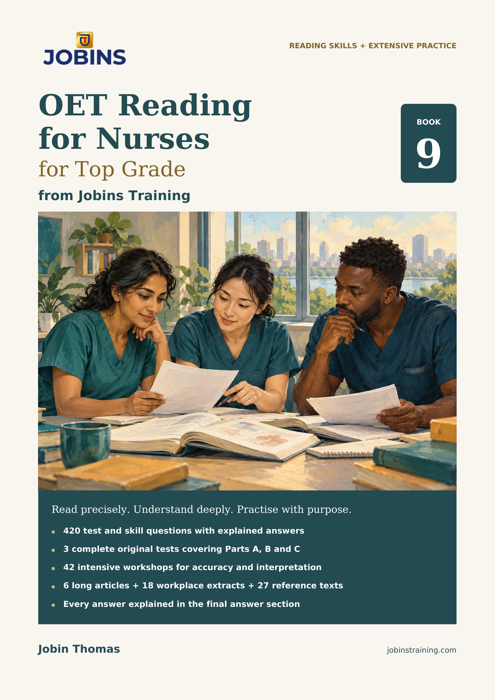 OET Reading for Nurses for Top Grade - Book 9 by Jobin Thomas, Jobins Training