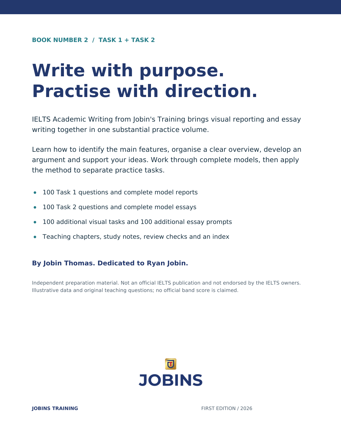 IELTS Academic Writing from Jobins Training — Book Number 2 - Image 2